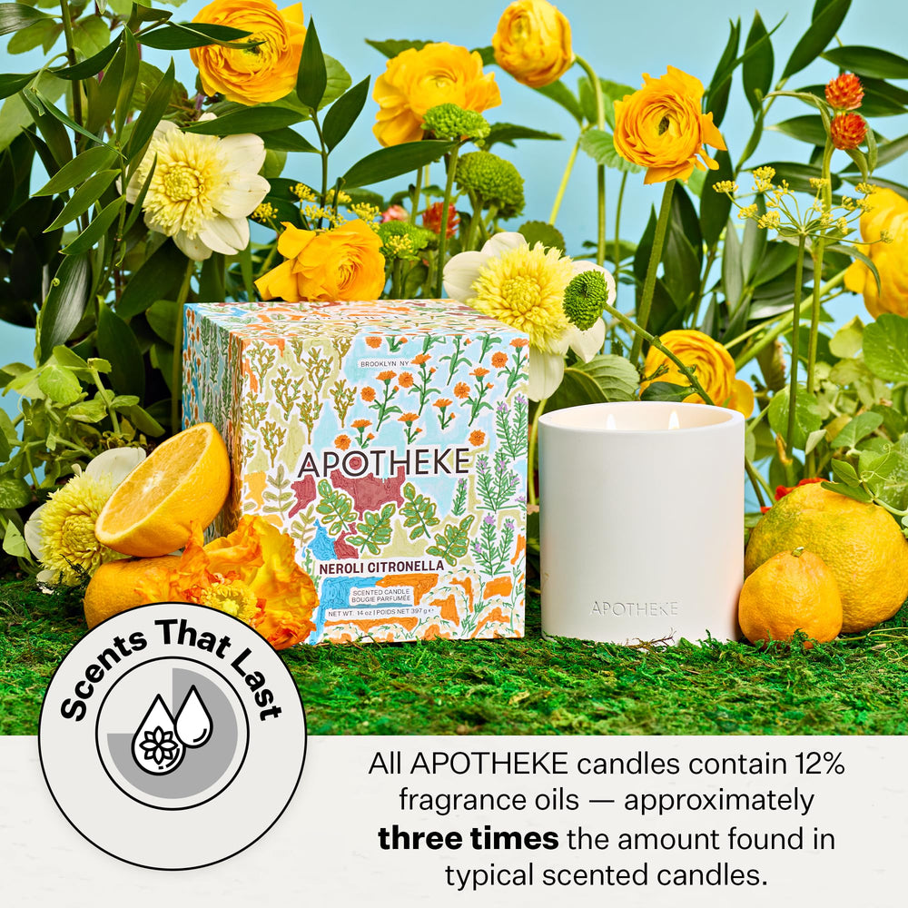 APOTHEKE Neroli Citronella cotton wick ensures steady flame.