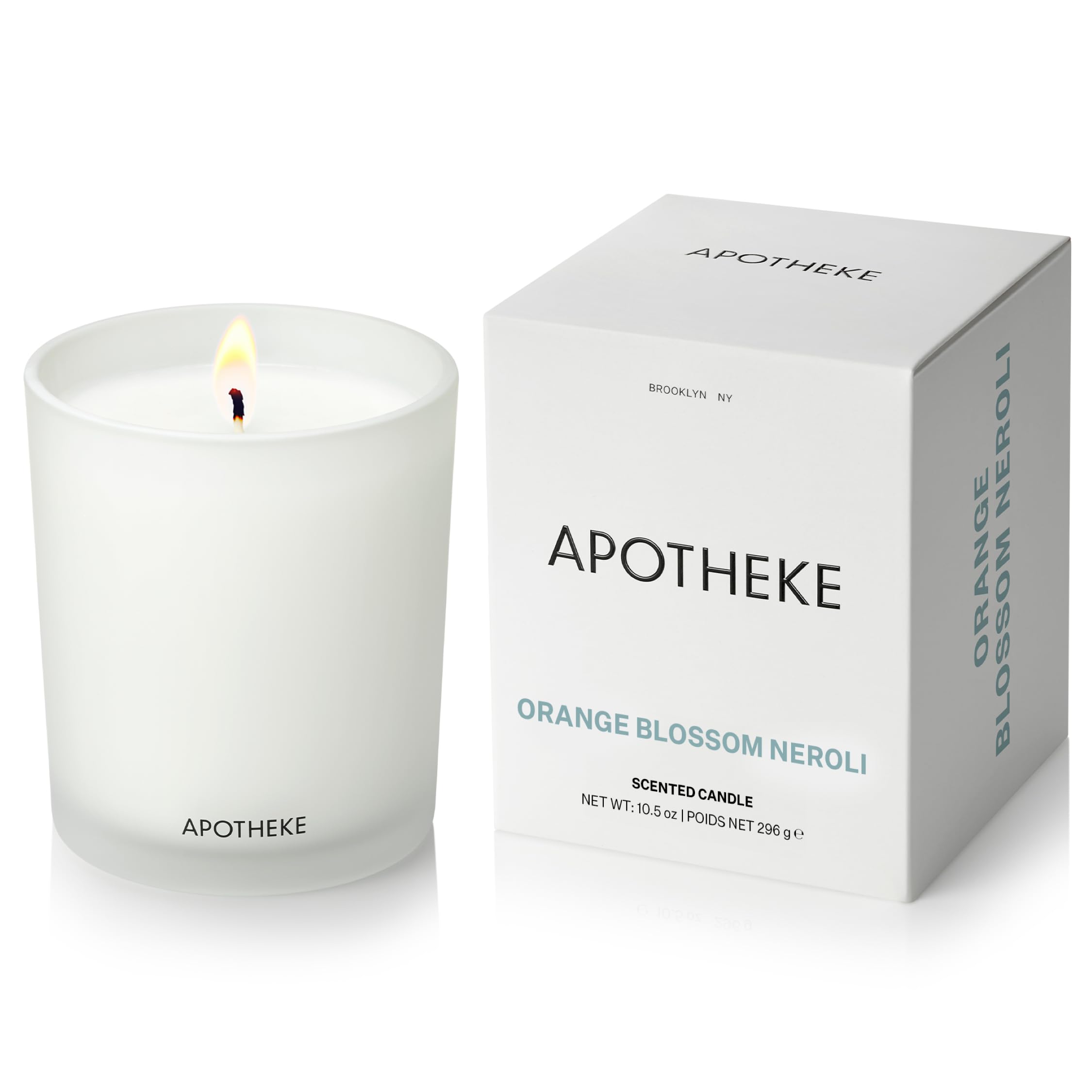 APOTHEKE Orange Blossom Neroli candle jar enhances any room with refined fragrance