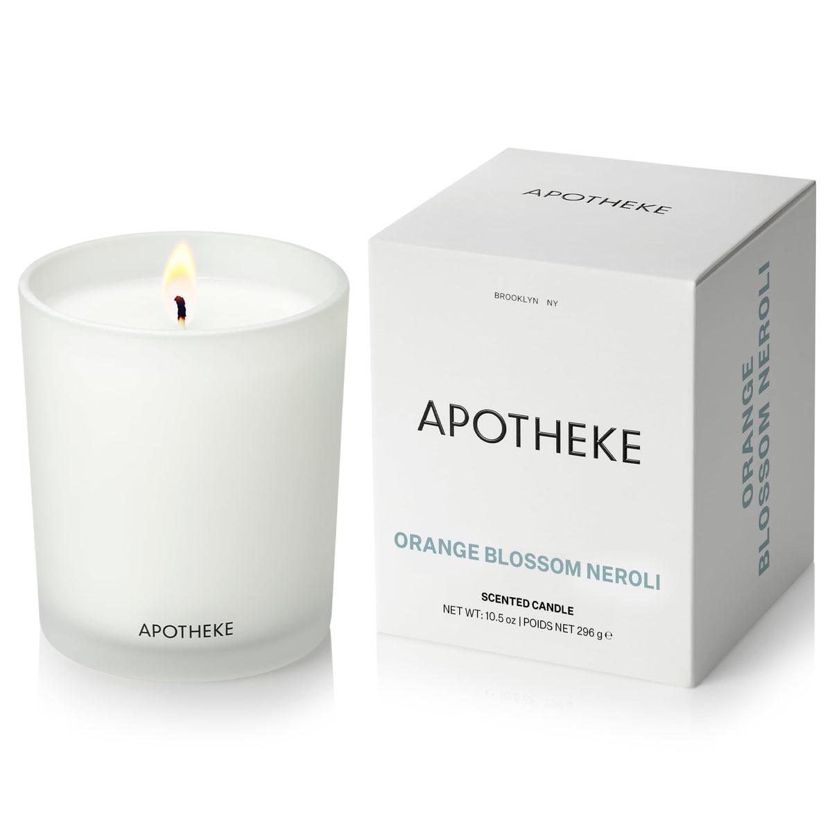 APOTHEKE Orange Blossom Neroli candle jar enhances any room with refined fragrance