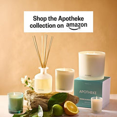 APOTHEKE candle with sandalwood and musk notes for cozy evenings.
