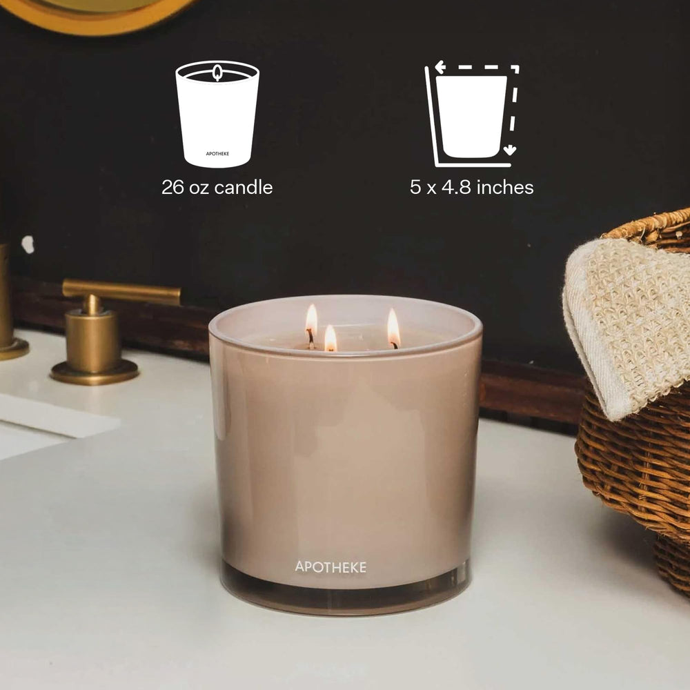 APOTHEKE Santal Rock Rose candle gift packaging elevates gifting.