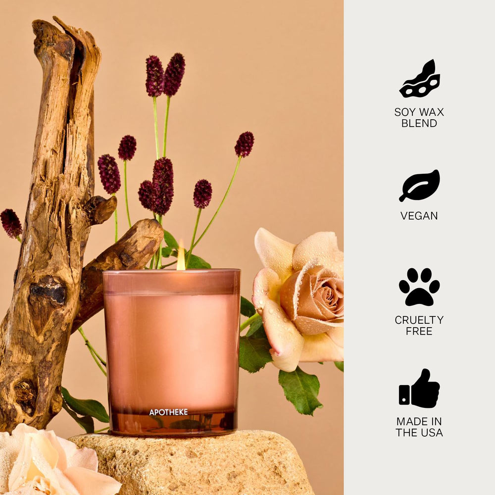 APOTHEKE Santal Rock Rose Petite Candle warm musk accent for cozy corners
