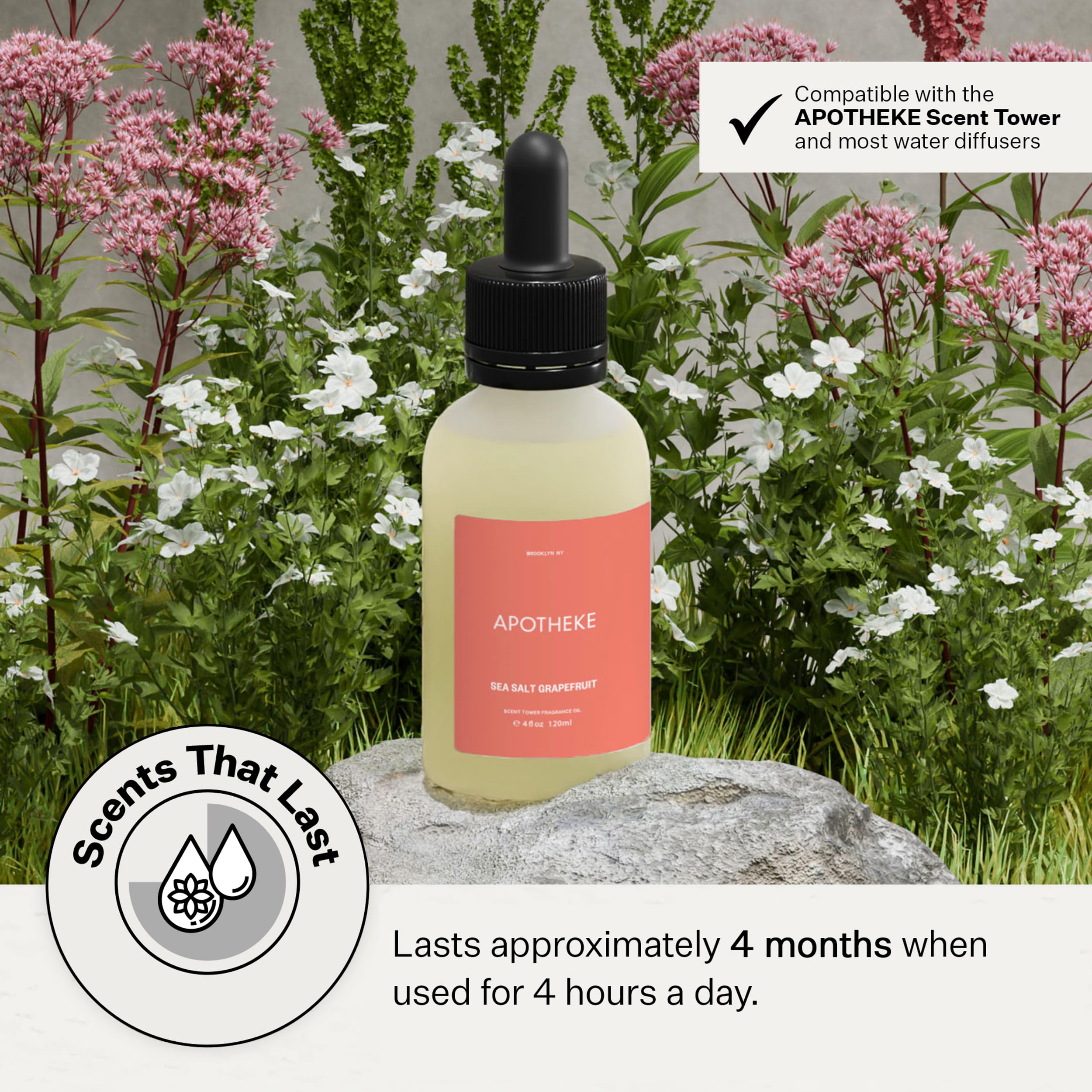 Scent Tower in use delivering even nano-mist aroma from APOTHEKE.
