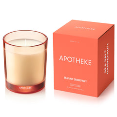 APOTHEKE Sea Salt Grapefruit label on the petite candle for premium home fragrance.