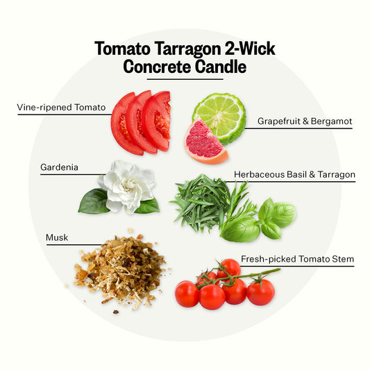 APOTHEKE Tomato Tarragon jar candle close-up highlights soy wax blend for clean burn
