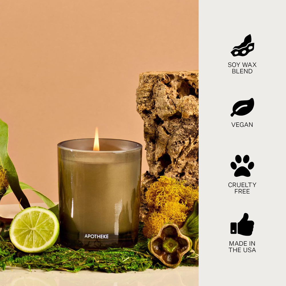 APOTHEKE White Vetiver petite candle packaging ready for gifting