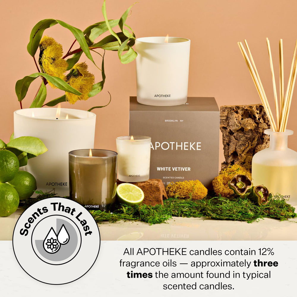 APOTHEKE White Vetiver petite candle wax close-up emphasizing soy blend