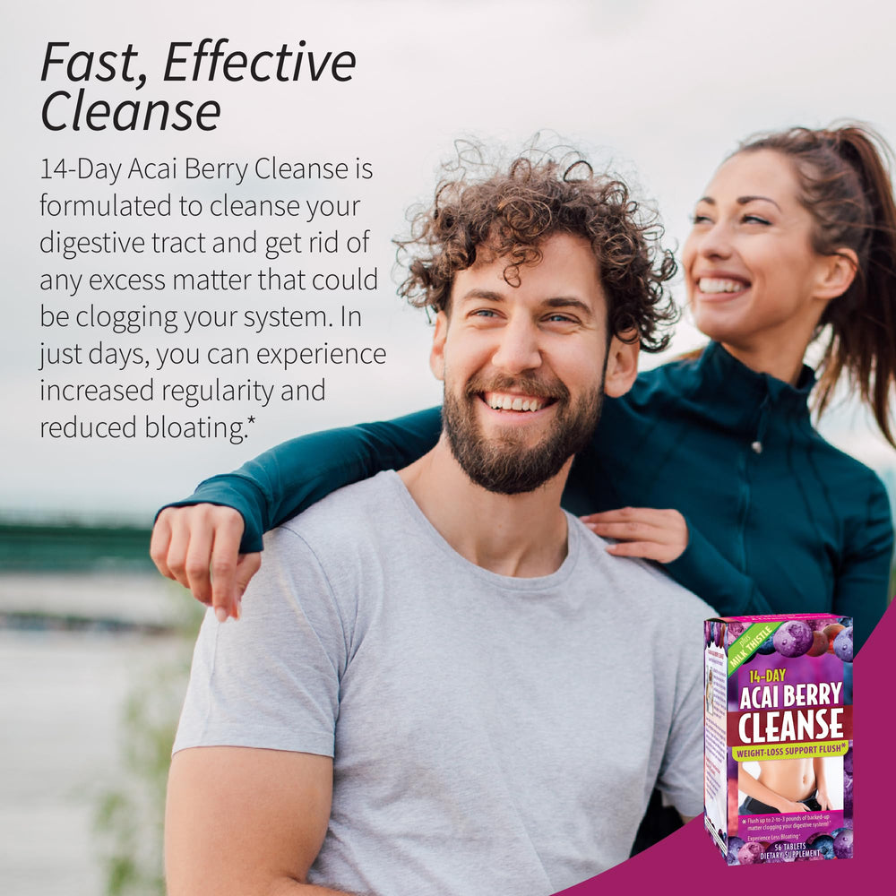 Applied Nutrition Acai Berry Cleanse packaging back lists botanicals for gentle cleansing.