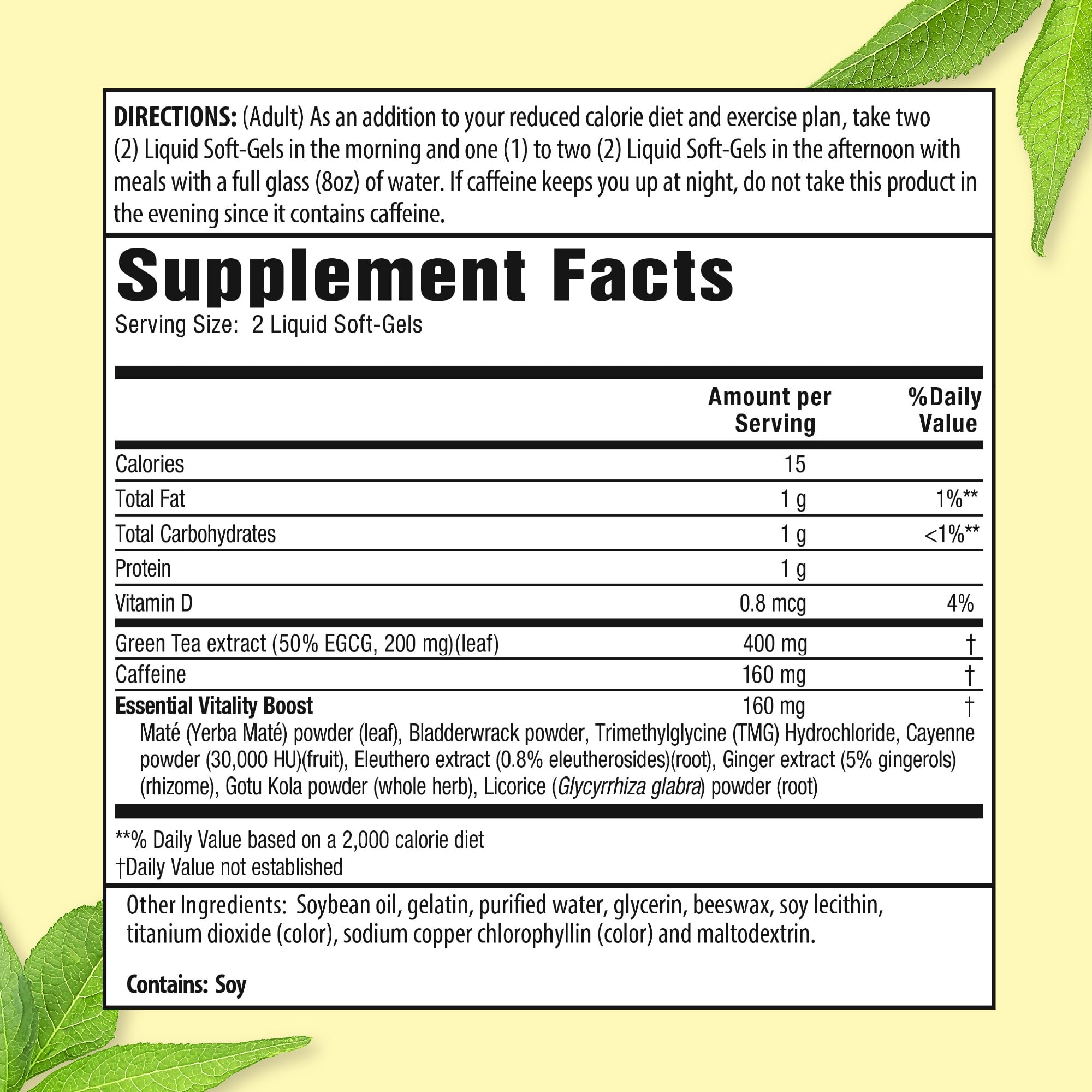 Applied Nutrition Green Tea Fat Burner capsules highlight caffeine and EGCG for weight management potential