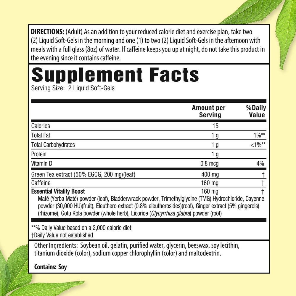 Applied Nutrition Green Tea Fat Burner soft-gels ready-to-take capsules for energy support.