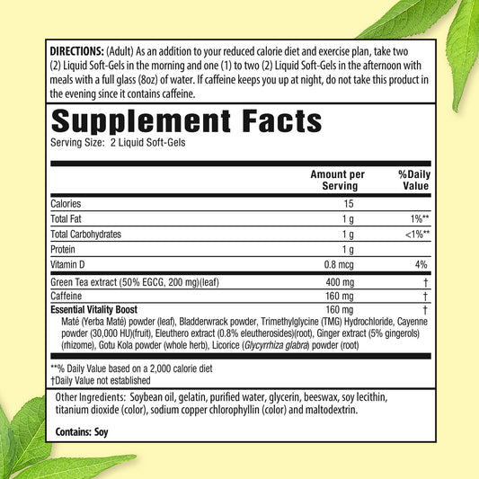 Applied Nutrition Green Tea Fat Burner soft-gels ready-to-take capsules for energy support.