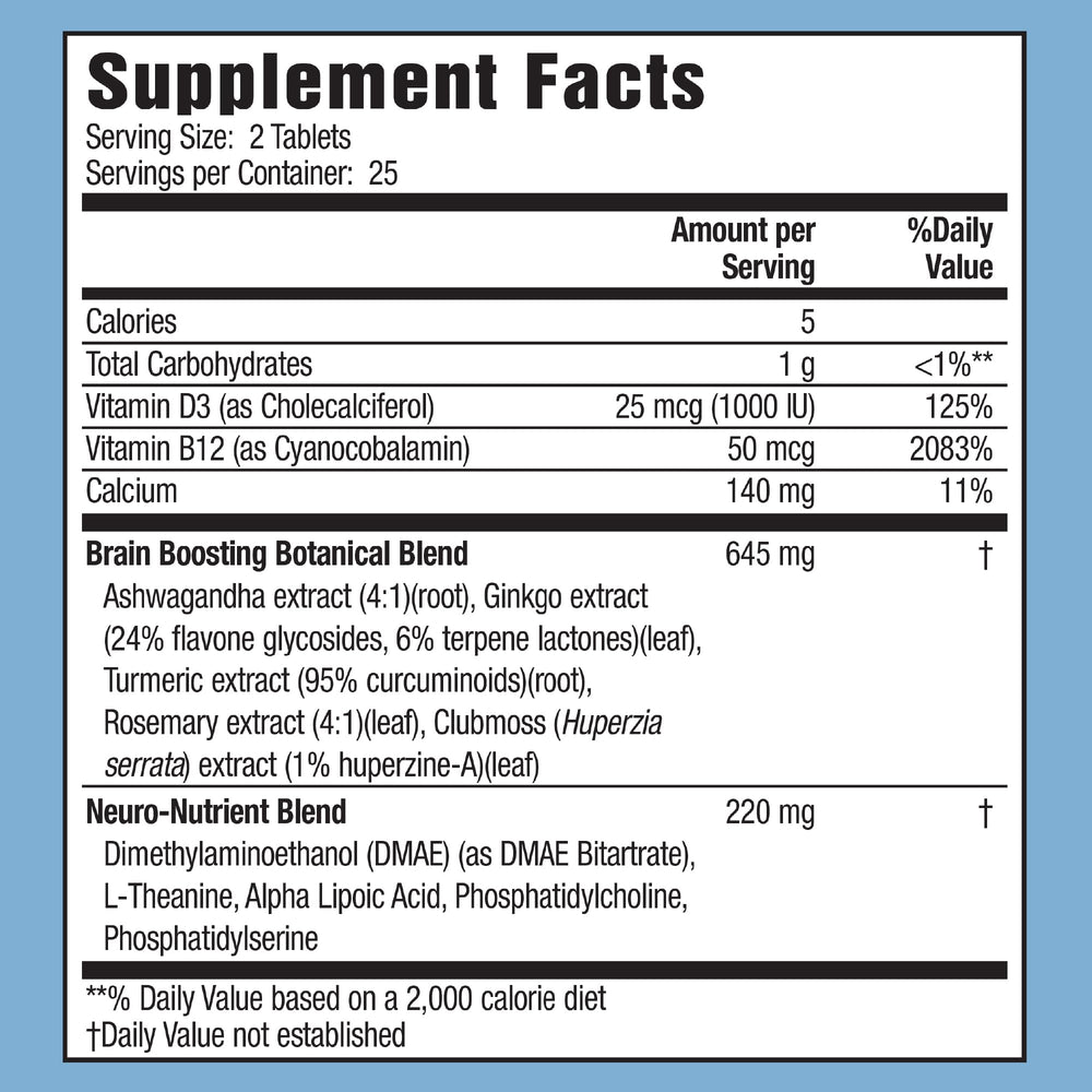 Close-up of a tablet from Applied Nutrition Healthy Brain All-Day Focus emphasizing portability