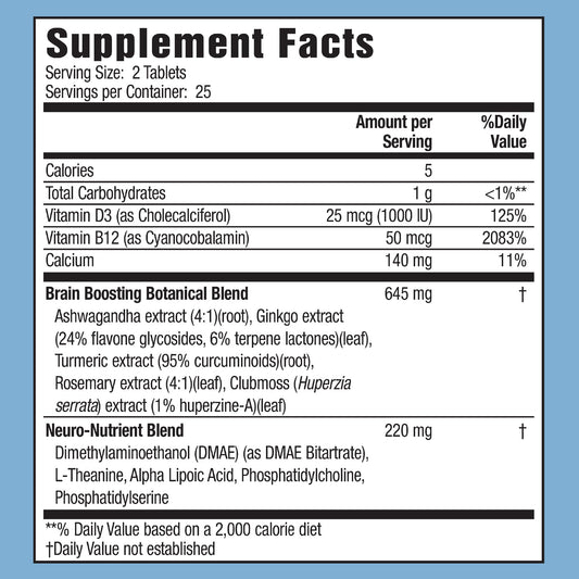 Close-up of a tablet from Applied Nutrition Healthy Brain All-Day Focus emphasizing portability