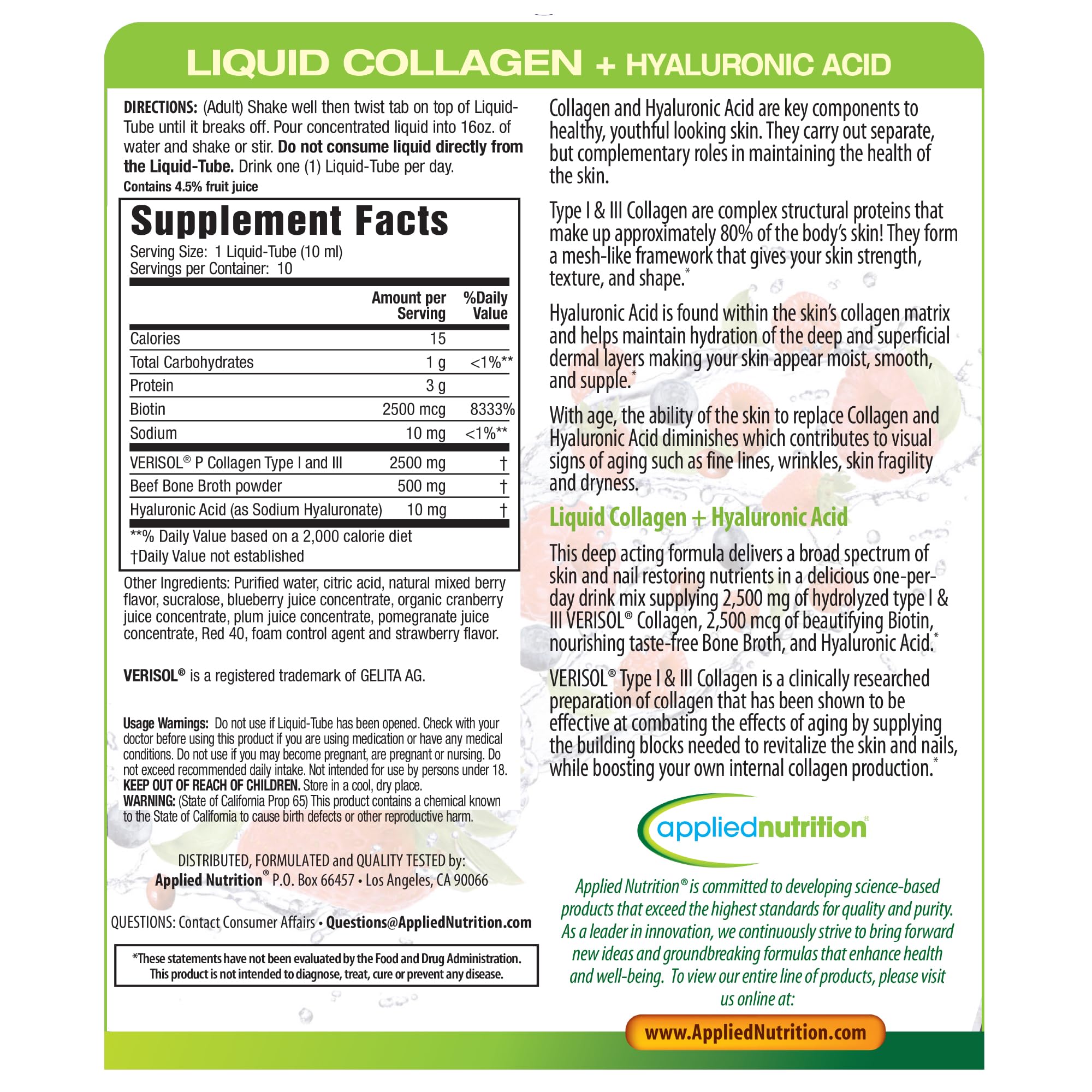 Applied Nutrition label close-up shows mixed berry flavor.