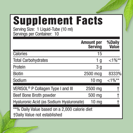 Applied Nutrition liquid collagen bottle pour demonstrates convenient one-per-day routine.