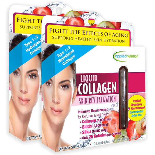 Applied Nutrition Liquid Collagen bottle supporting skin hydration and nourishment.
