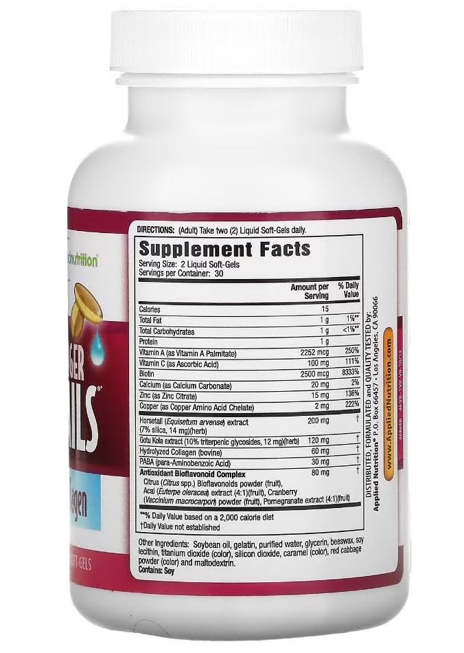 Applied Nutrition Longer Stronger Hair & Nails nails close-up suggests strength.