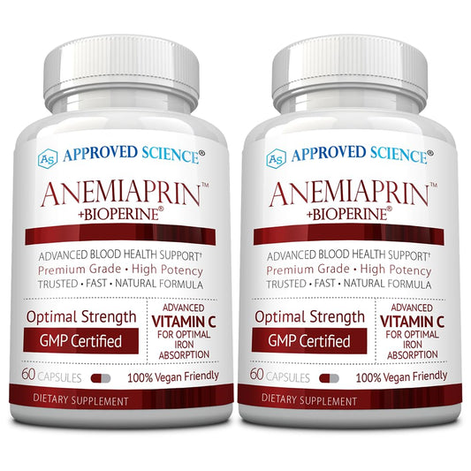 Approved Science Anemiaprin bottle front view with capsules for daily use