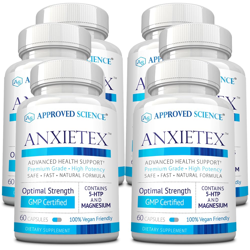 Approved Science Anxietex bottle closeup with easy to ingest capsules for daily calm