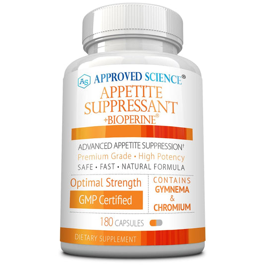 Approved Science Appetite Suppressant bottle displaying the 180 capsules for daily wellness support