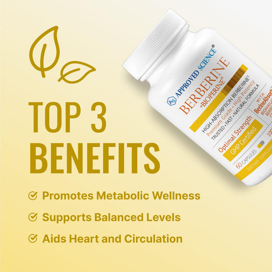 Approved Science Berberine 1000mg bottle label closeup highlighting BioPerine for absorption