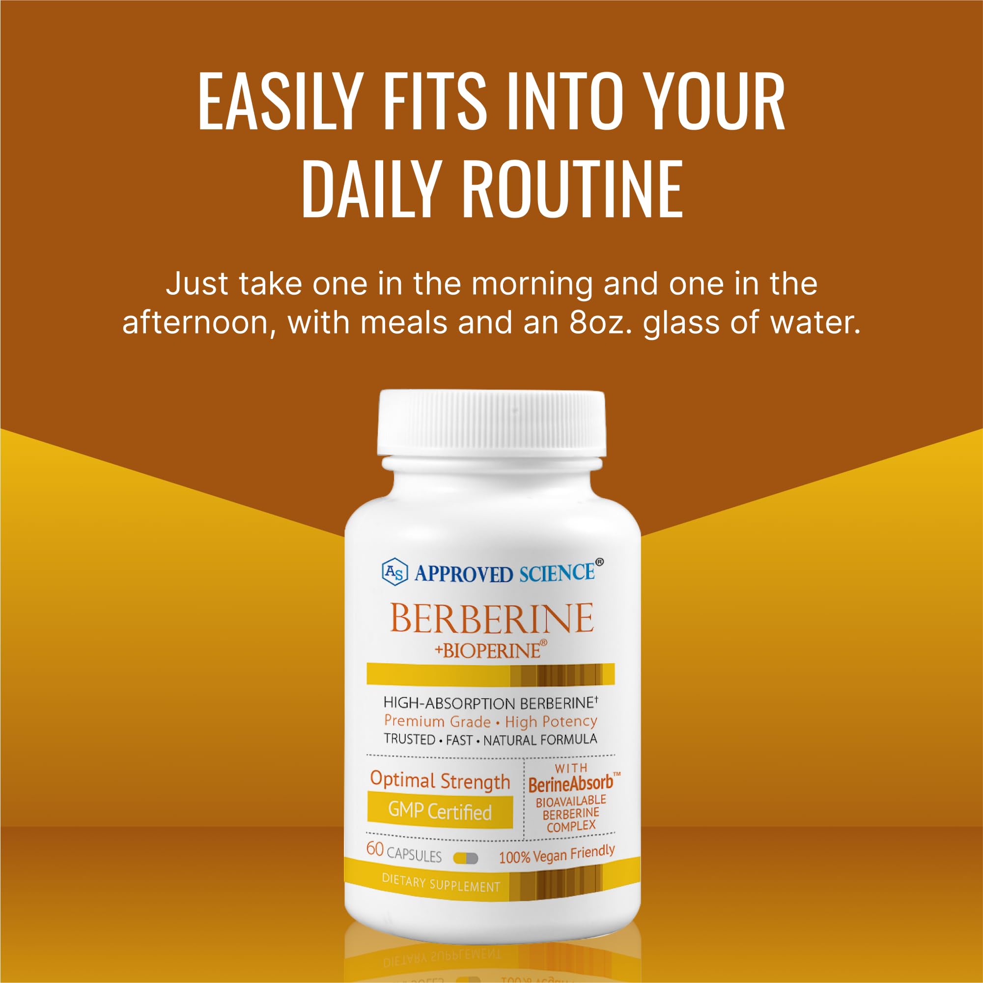 Approved Science Berberine 1000mg bottle with BioPerine closeup showing enhanced absorption