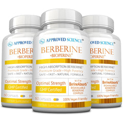 Approved Science Berberine 1000mg bottle close-up for daily wellness