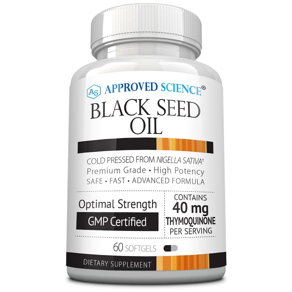 Approved Science Black Seed Oil bottle front promotes immune-support potential.