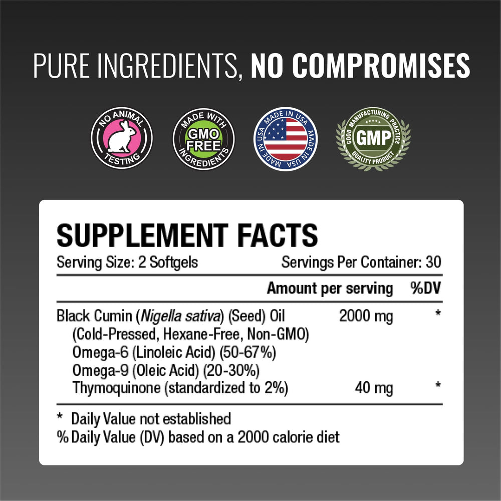 Approved Science Black Seed Oil made-in-USA seal signals quality.
