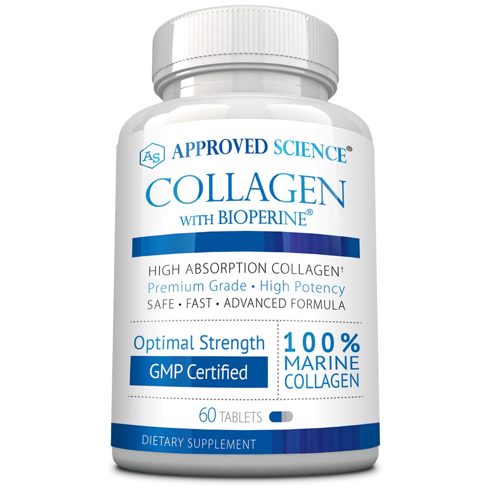 Approved Science Collagen Pills bottle front for daily skin and hair support.