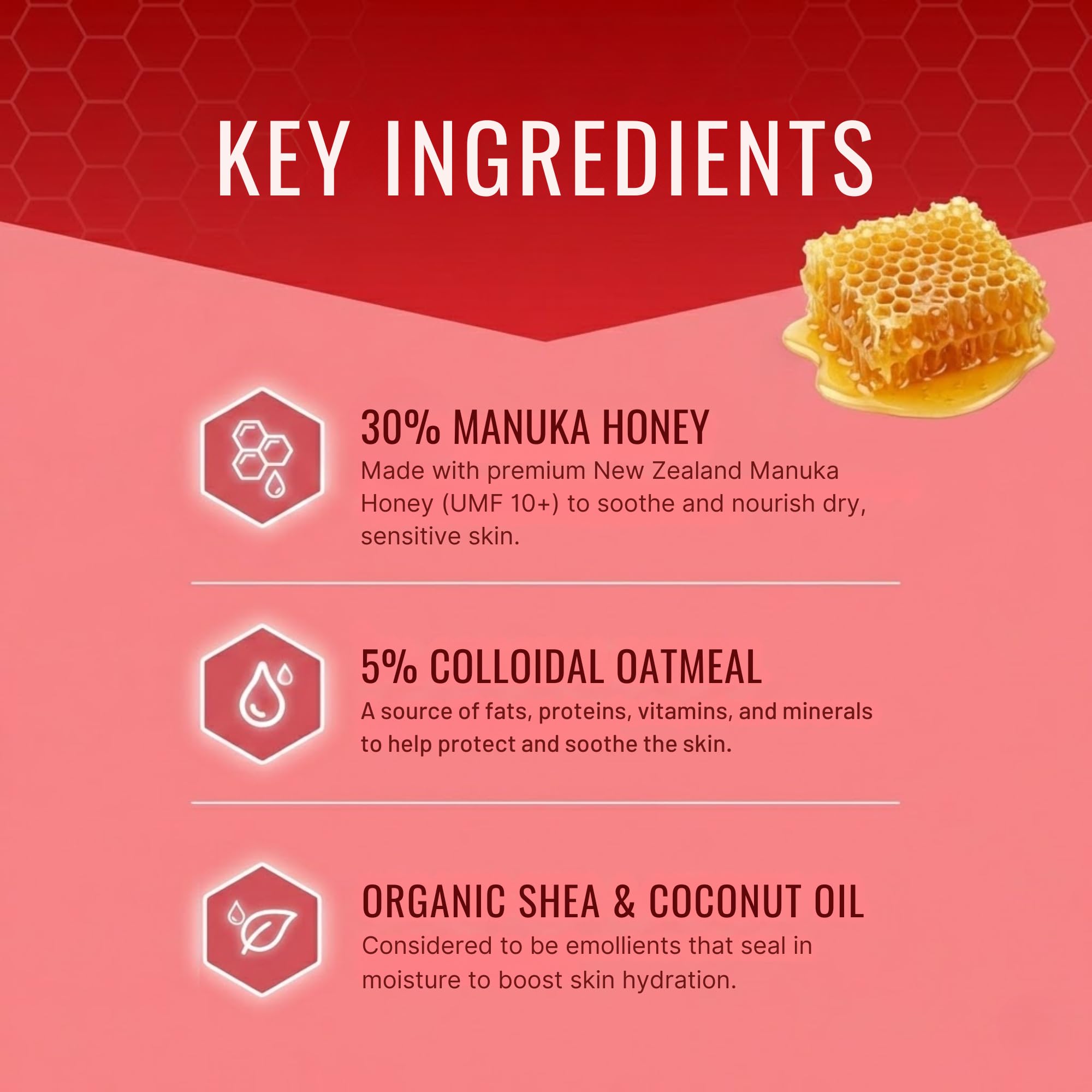 Colloidal oatmeal visible in Approved Science Eczaprin Balm for gentle moisture retention.
