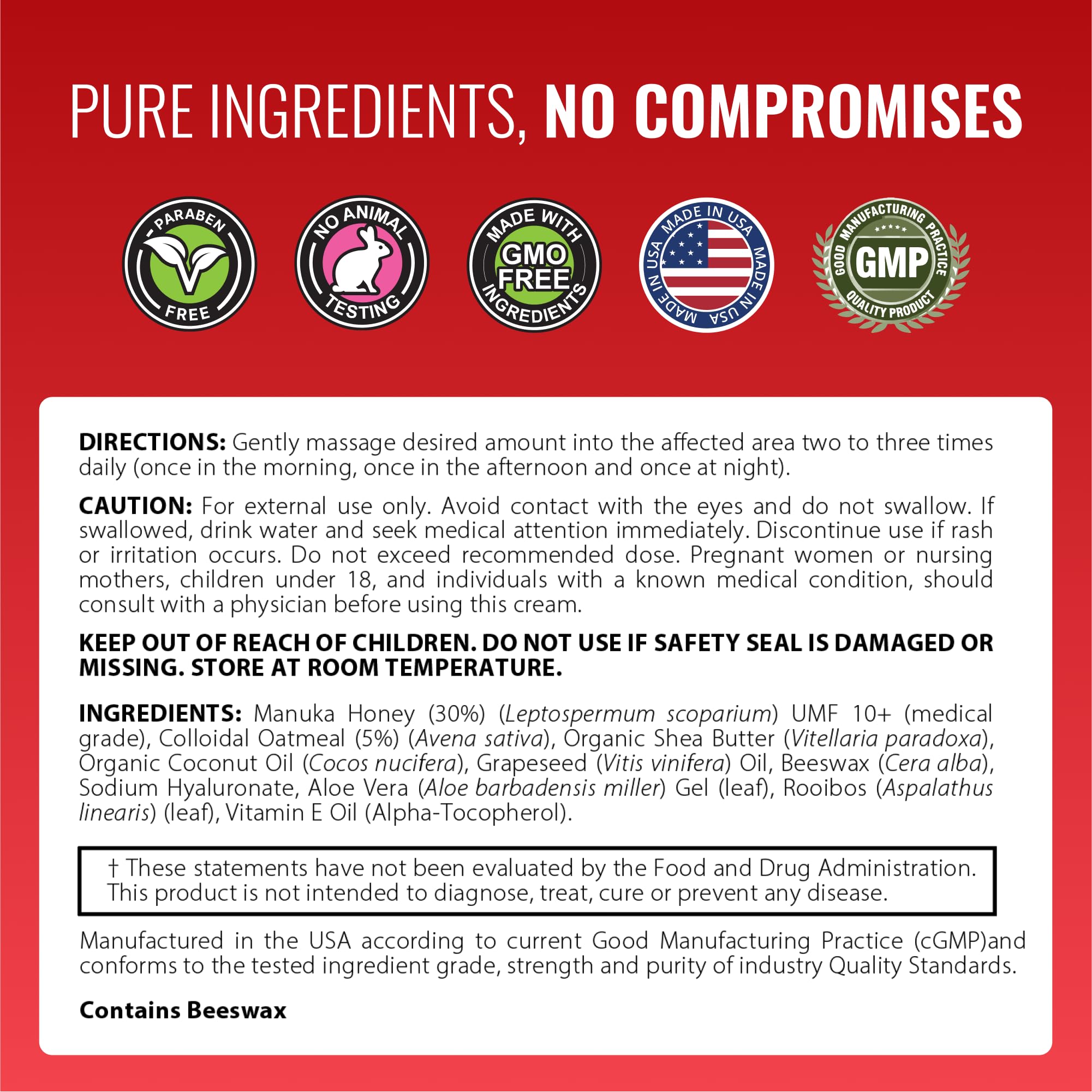 Made in USA in GMP-certified facility with third-party testing for Approved Science Eczaprin Balm.