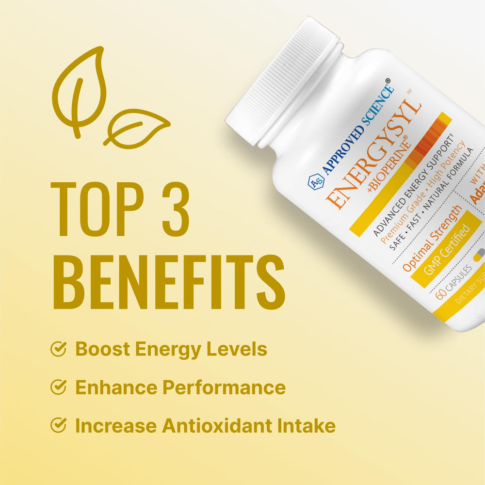 Approved Science Energysyl label back highlights USA-made quality and third-party testing.