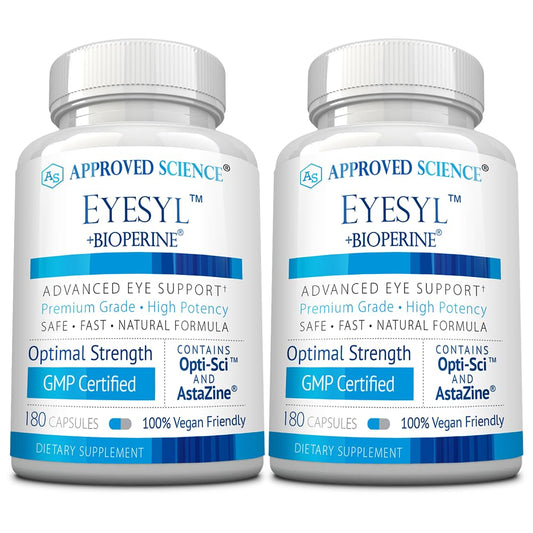 Approved Science Eyesyl bottle front view highlighting eye support benefits
