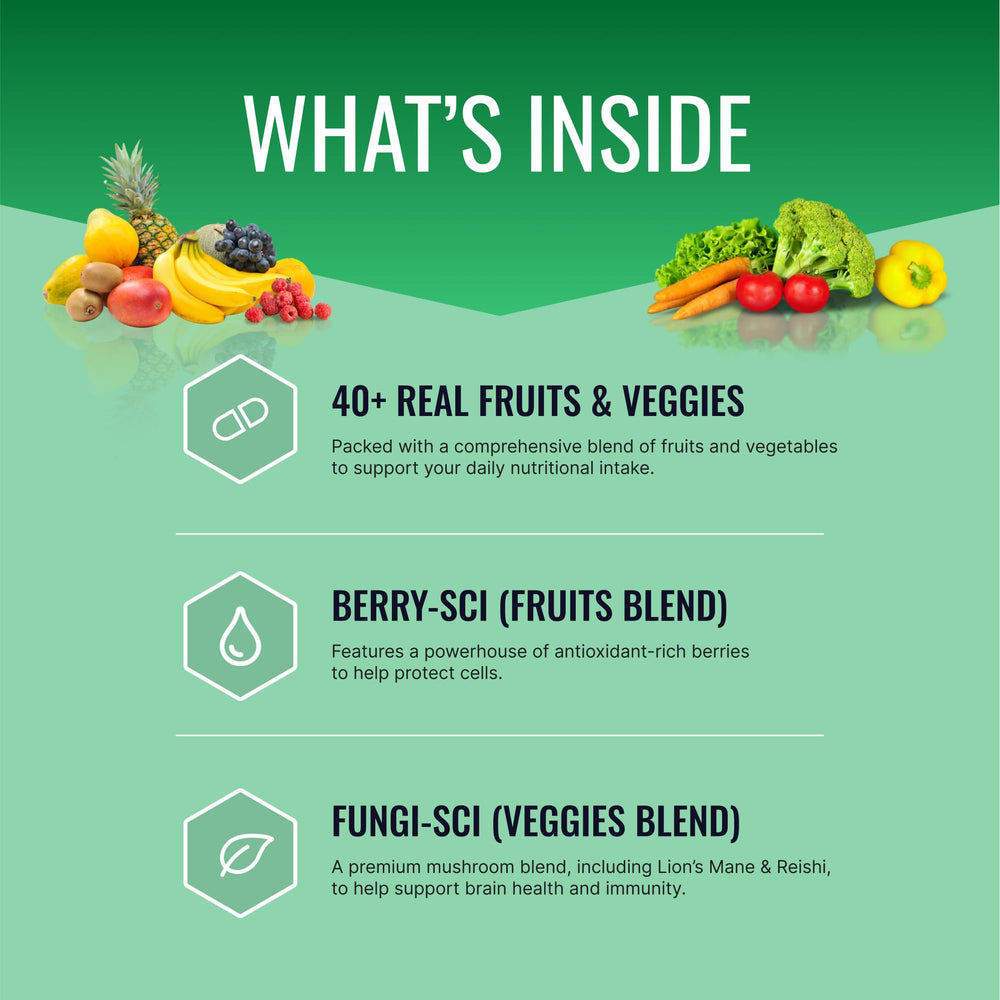 Close-up of capsules showing easy daily dose for steady energy and immune support.