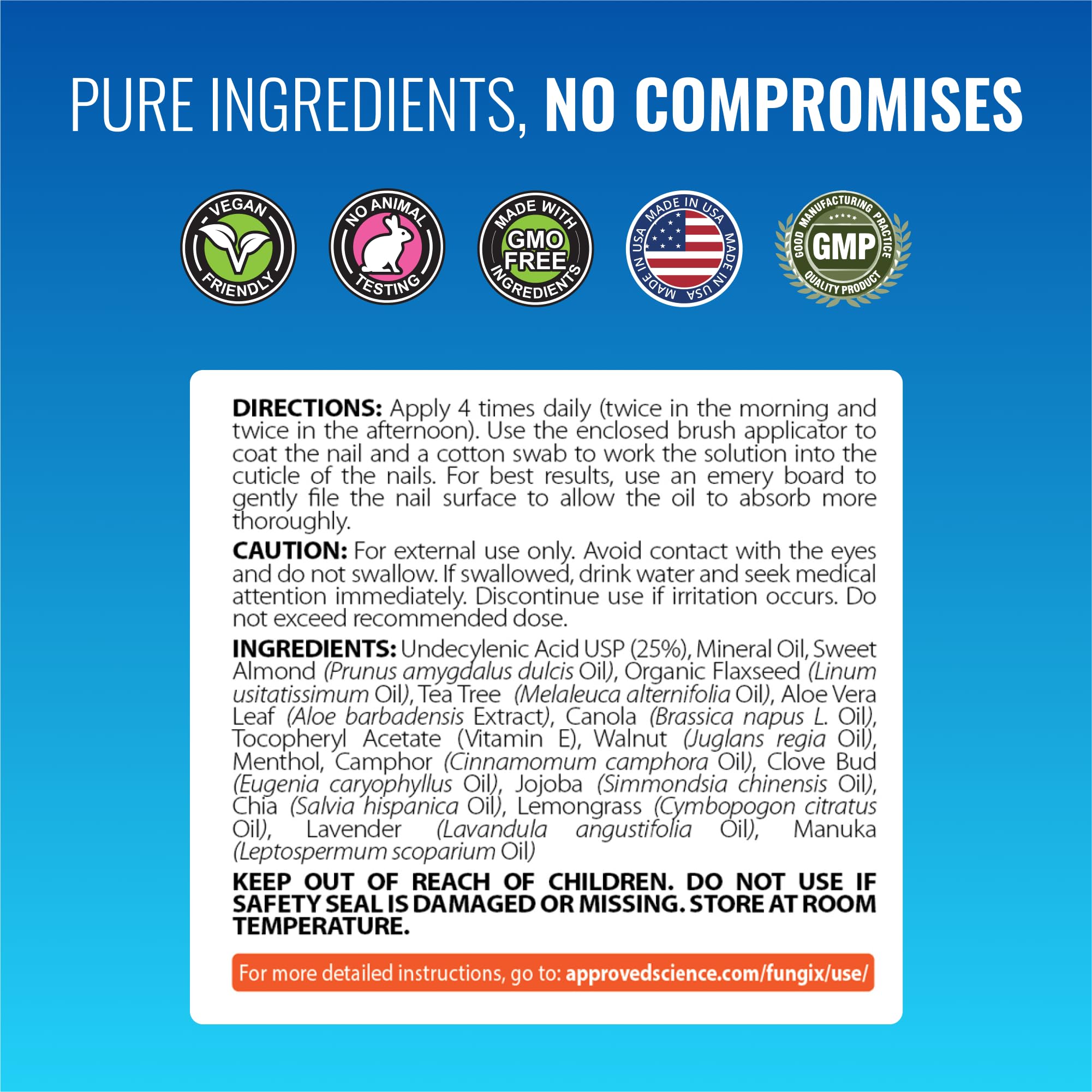 Approved Science Fungix nail care application demonstrates smoother, nourished nails.