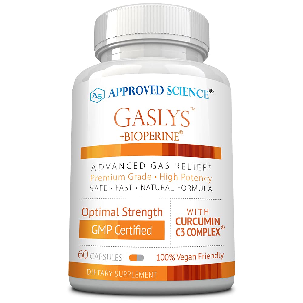 Approved Science Gaslys bottle with artichoke-ginger-fennel blend for digestive comfort.