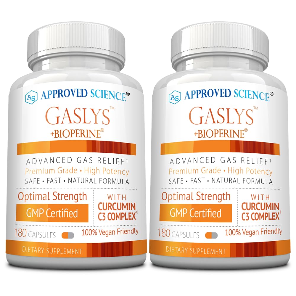 Approved Science Gaslys bottle front view for digestive comfort after meals.