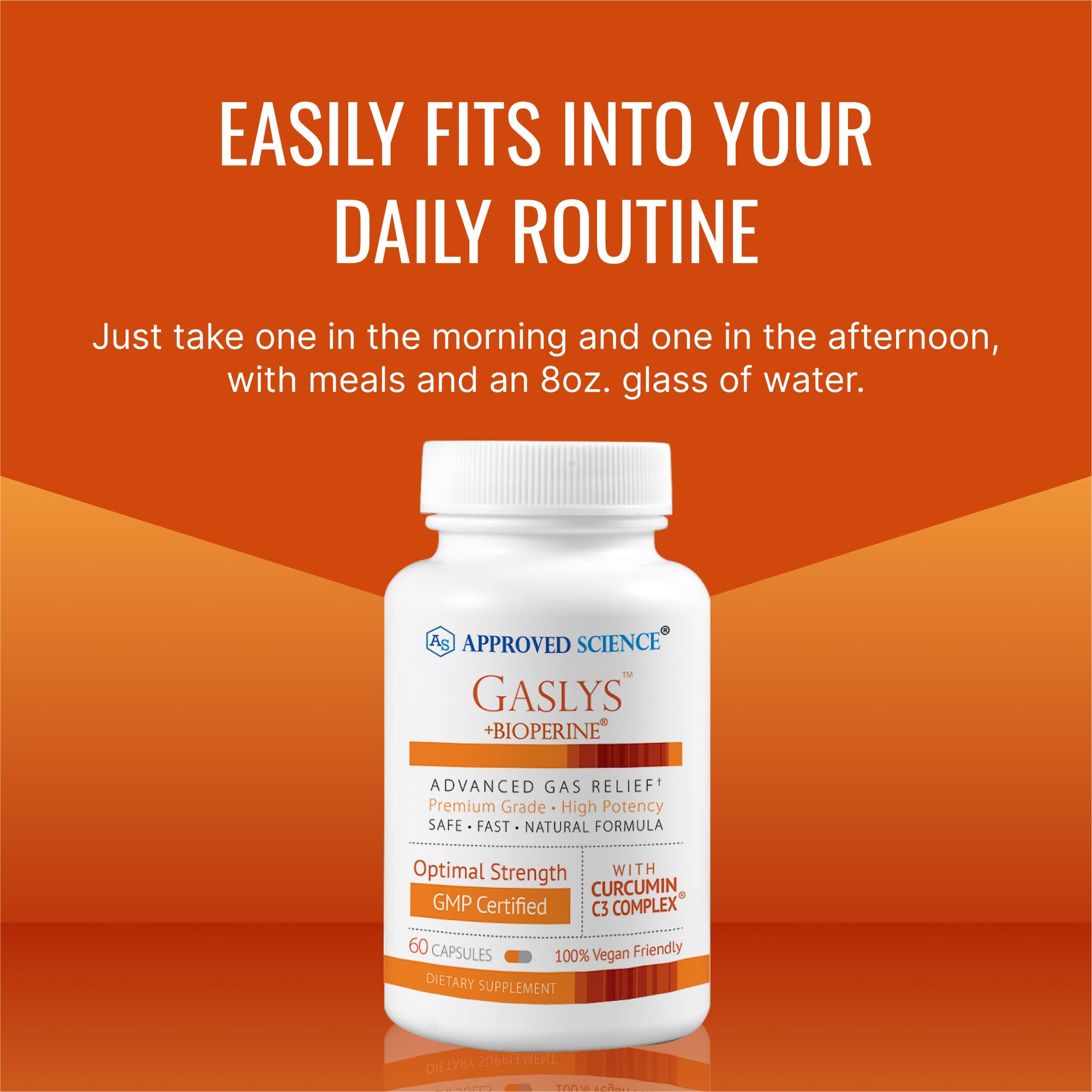 Gaslys capsules being poured into a glass for an easy daily routine.