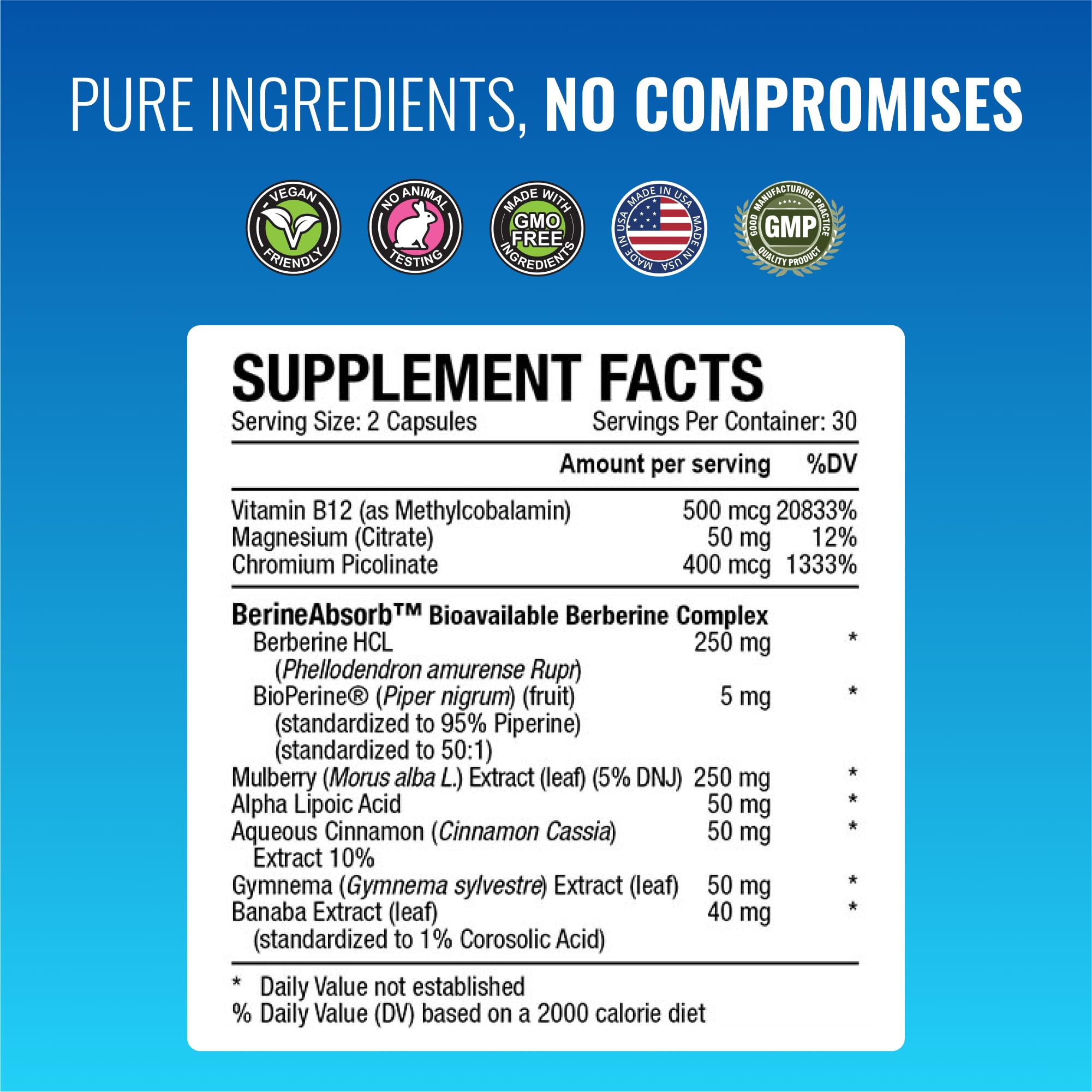 Mulberry and cinnamon botanicals on label image representing natural balance support.