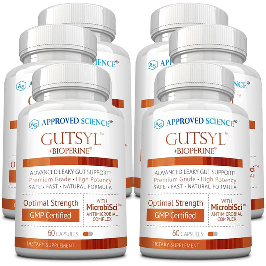 Approved Science Gutsyl bottle front for daily gut support.