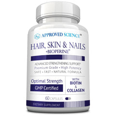 Approved Science Hair Skin Nails bottle front for daily beauty support.