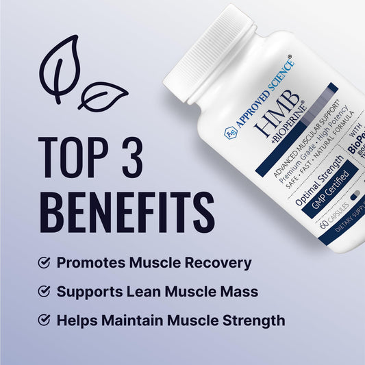Approved Science HMB bottle front view for convenient daily supplementation