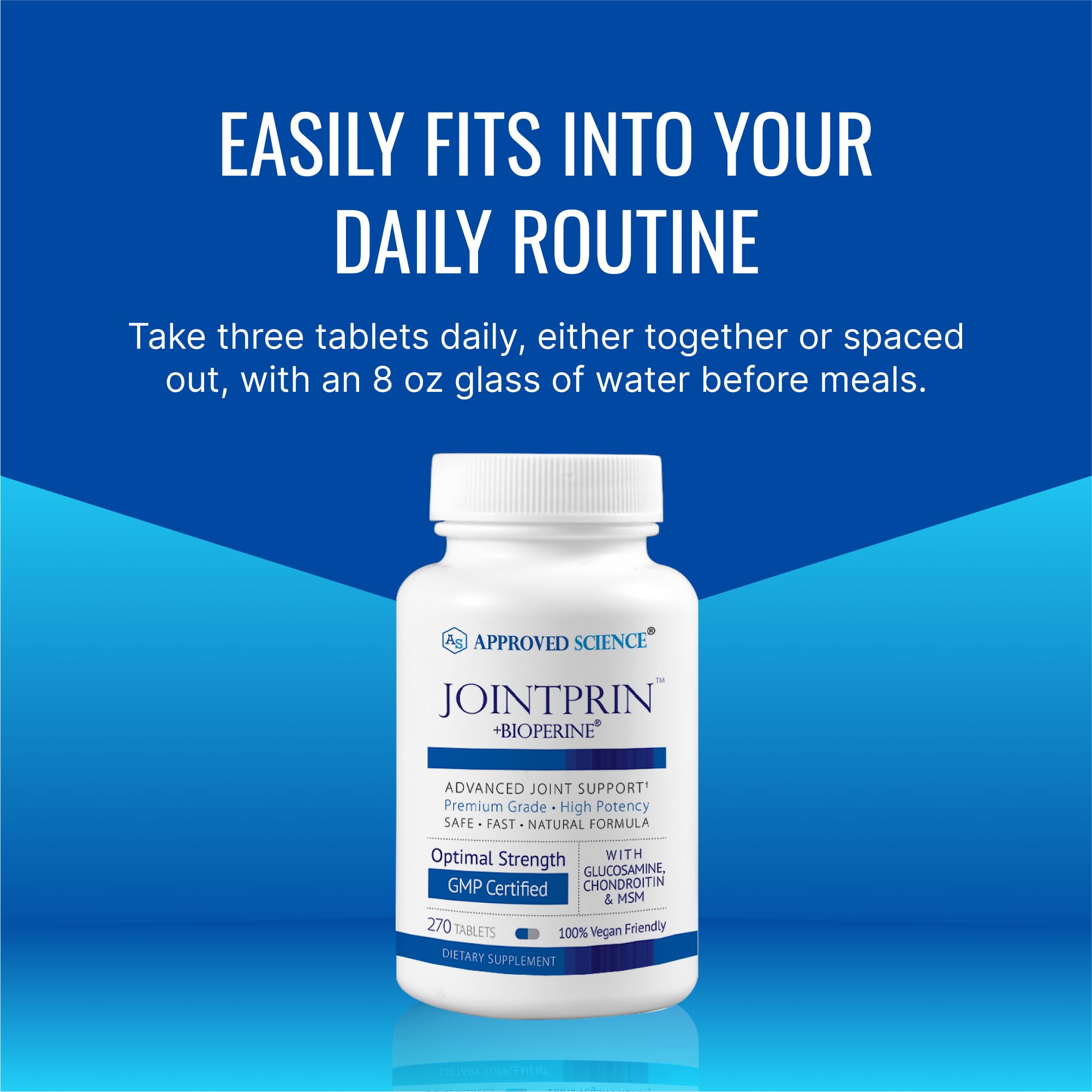 Approved Science Jointprin packaging with key ingredients and serving size highlighted.