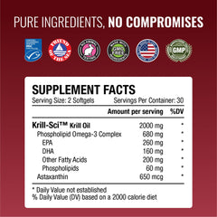 Approved Science Krill Oil USA-made production facility badge indicating cgmp-certified manufacturing.
