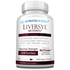 Approved Science Liversyl bottle front for daily liver support.