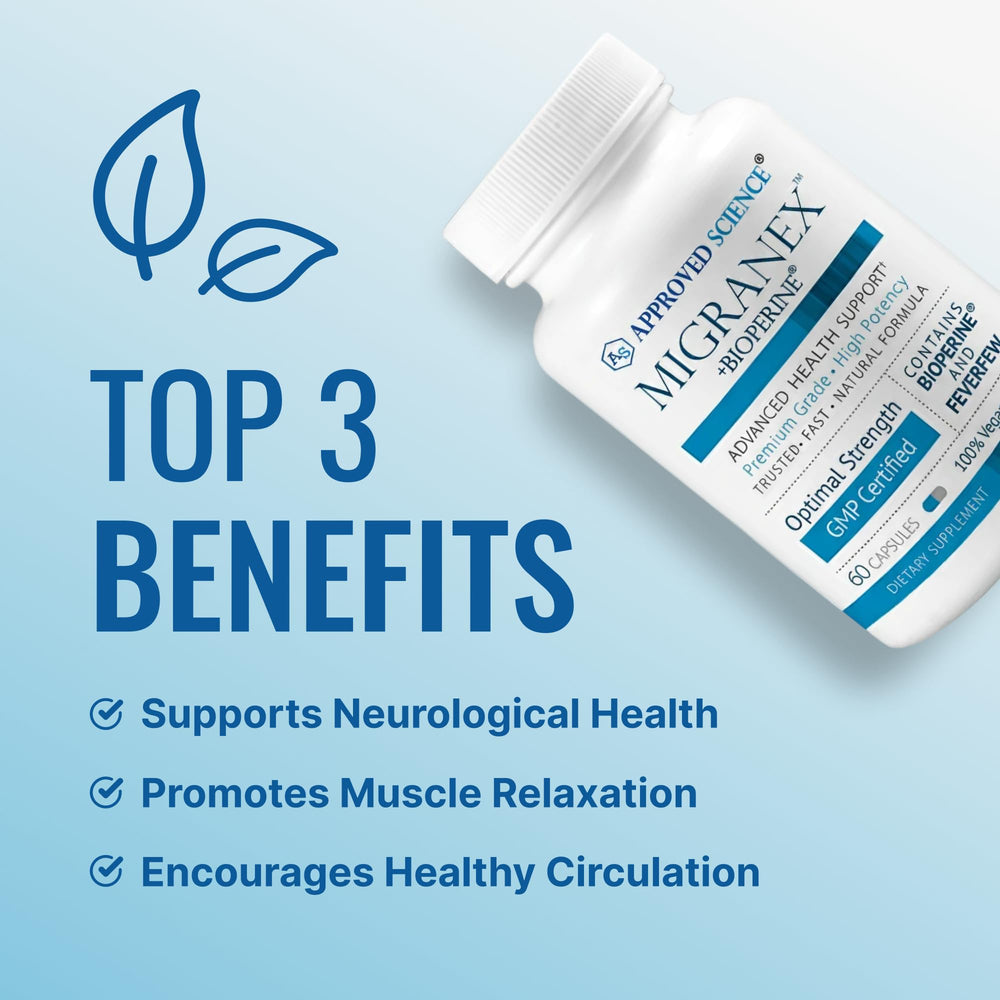 Approved Science Migranex label front with clean design suited for calm wellness.