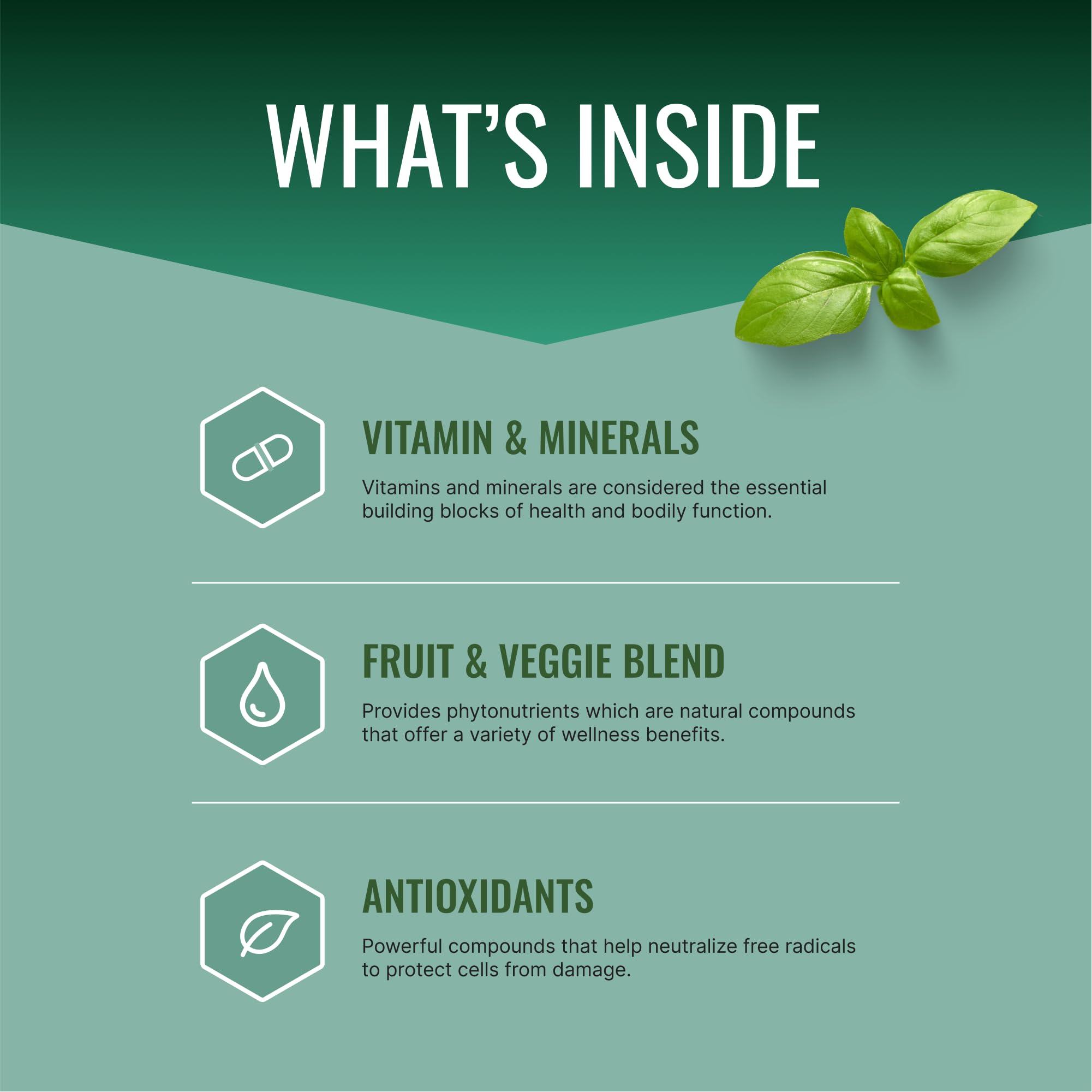Approved Science Multi-Vitamin label closeup highlighting vitamins, minerals, and antioxidants.
