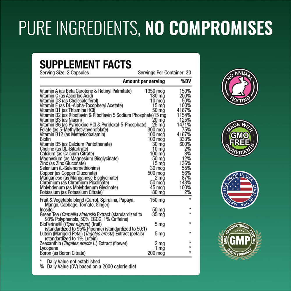 Approved Science Multi-Vitamin serving suggested for a consistent daily routine.