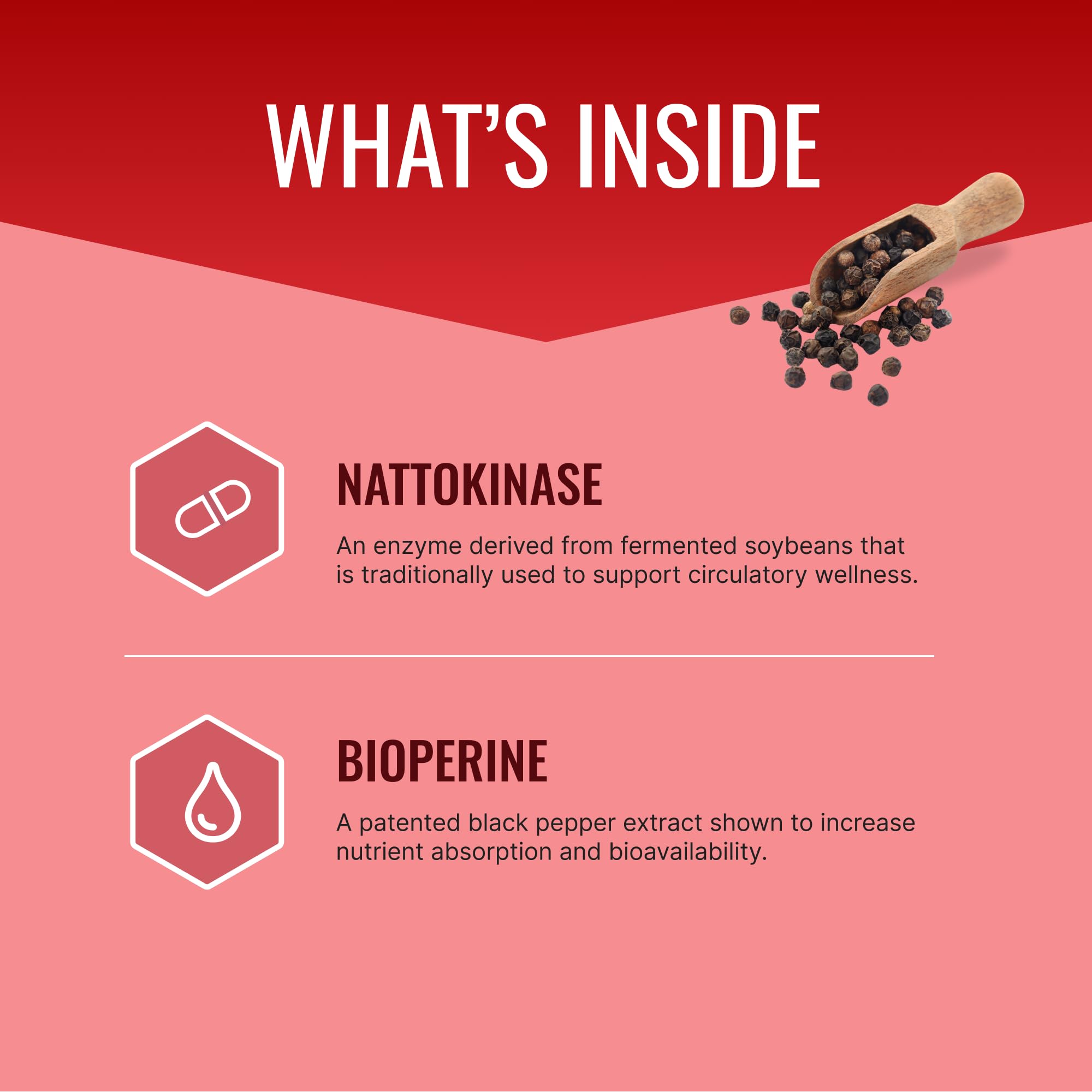 Approved Science Nattokinase bottle label highlights vegan, Non-GMO formulation